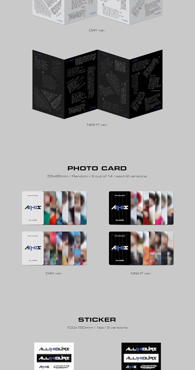 ALL(H) OURS All Ours 1st Mini Album 2 Version SET CD+88p PhotoBook+1p Rolling Paper+1p PhotoCard+1ea Sticker+1p Scratch Card+1p Transparent Photo+1p PVC Logo Card+Tracking Sealed A(H) S AHS