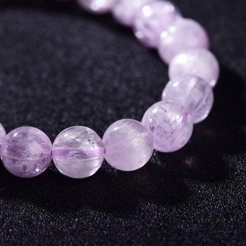 Braccialetto di Perline in kunzite Naturale | Braccialetti Elastici con Perline in Pietra Naturale per Donne e Uomini | Ideale per Tutte Le Feste | Aumenta l'energia positiva,8mm