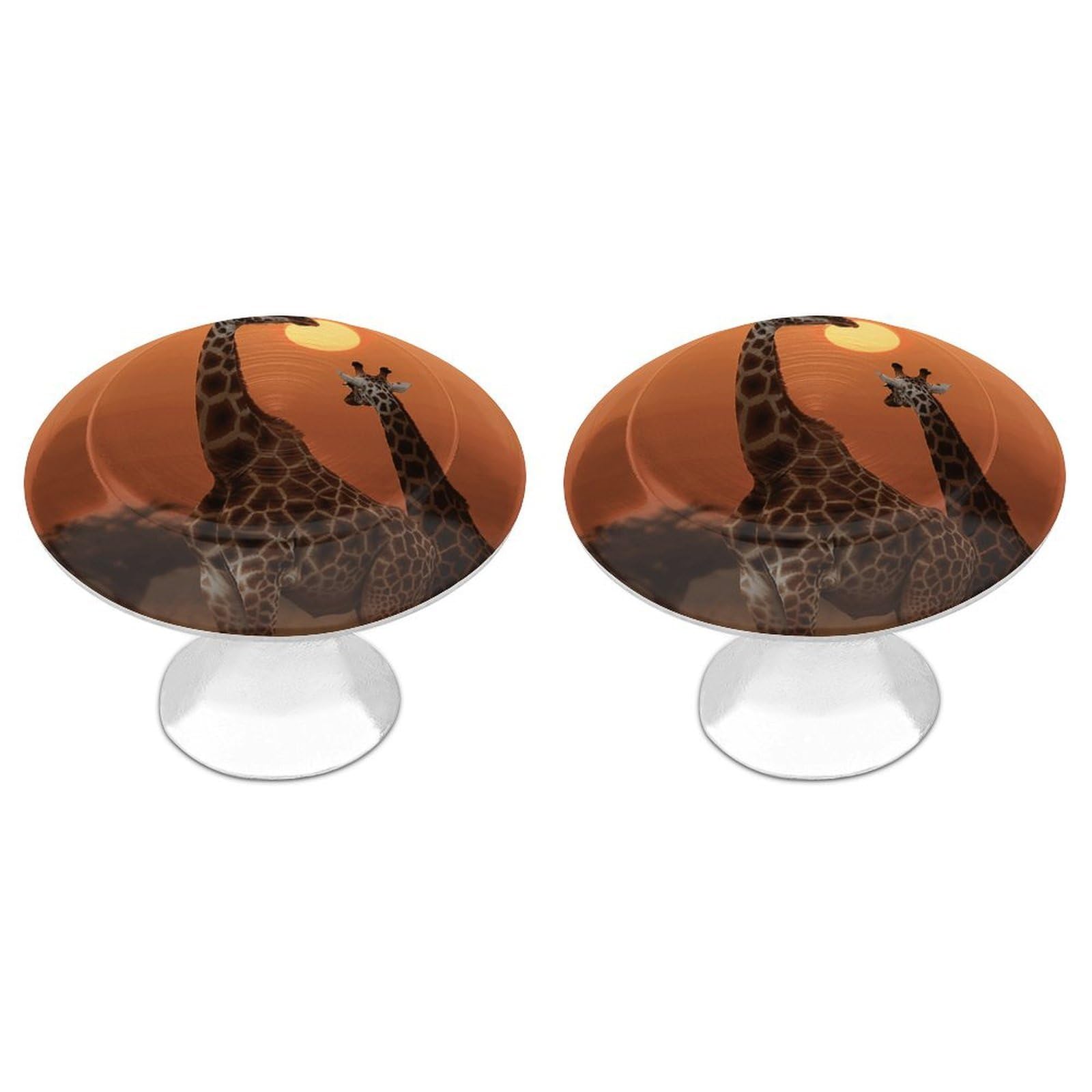 FekiLoot Giraffe at Sunset Cabinet Knob Kitchen Drawer Knob Stainless Steel Round Drawer Pulls Modern Cabinet Hardware Vintage Dresser Drawer for Kitchen Bathroom Closet Dresser Cabinets