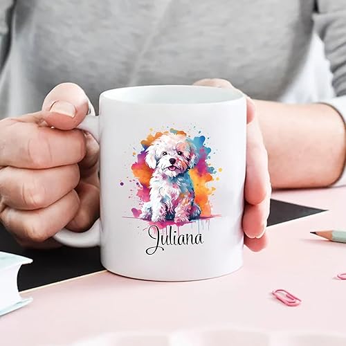 Miniatura 5 de Taza de café personalizada Bichon Frise de 11 15 onzas, nombre personalizado Bichon Frise Dog Taza de café colorida regalo para hombres y mujeres,