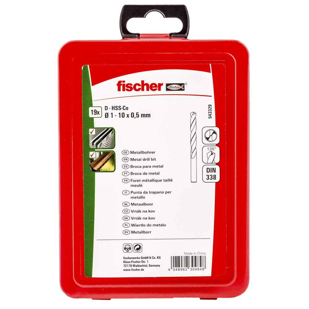Estuche 19 Brocas Metal HSS-Co DIN338 1-10 - 19E
