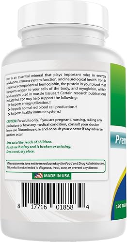 Miniatura 7 de Best Naturals Suplemento de hierro (bisglicinato de hierro) - 25 mg - 180 tabletas - Suave para el estómago - No estreñimiento