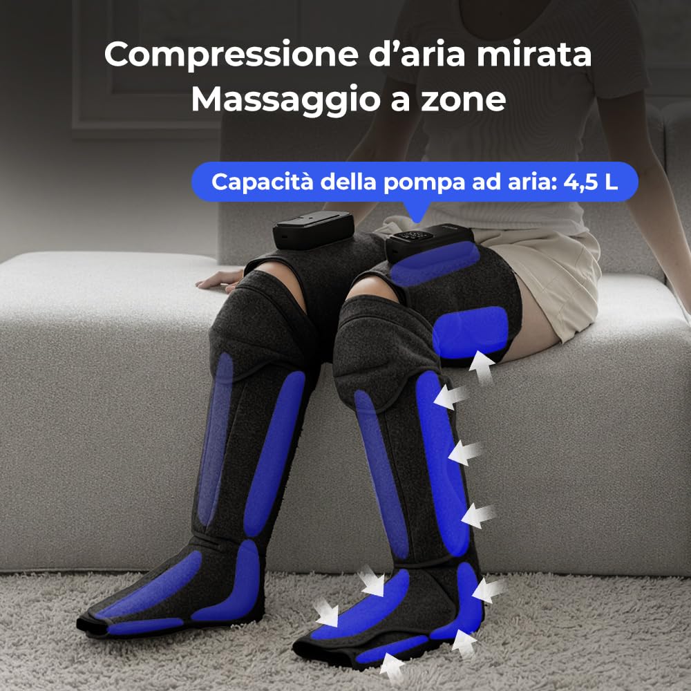 HuBDIC HubiCare - Massaggiatore per gambe senza fili, con calore e compressione d'aria, per circolazione e sollievo dal dolore, 5 modalità con 5 intensità, riduce il gonfiore, dispositivo di