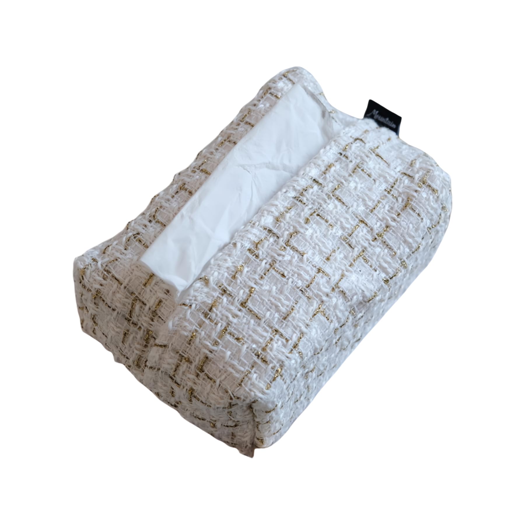 Rectangular Tweed Tissue Box Holder Golden Thread