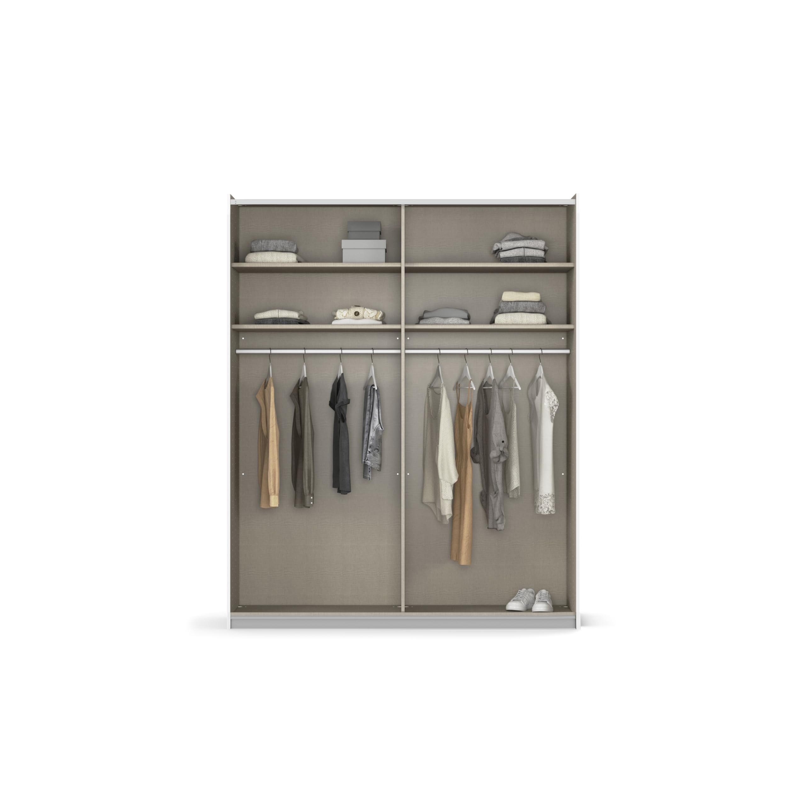 Rauch Möbel QUADRA, Schwebetürenschrank, Farbe Weiß, Breite 181 cm | Kleiderschrank mit Schwebetüren, Schiebetüren, 2-türig, mit Spiegel, für Schlafzimmer, Kinderzimmer, Jugendzimmer, Garderobe