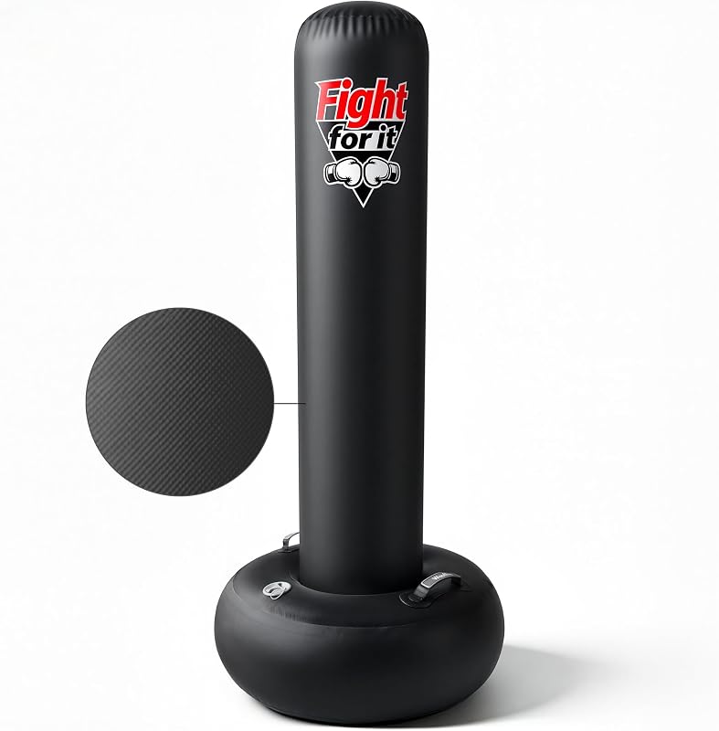 70'' Inflatable Heavy Punching Bag for Adult, Boxing Bag with Stand | Full-Power Hits, Free Standing Punching Bags, Kickboxing Bag for Family Home Gym Fitness & Stree Relief Training Equipment