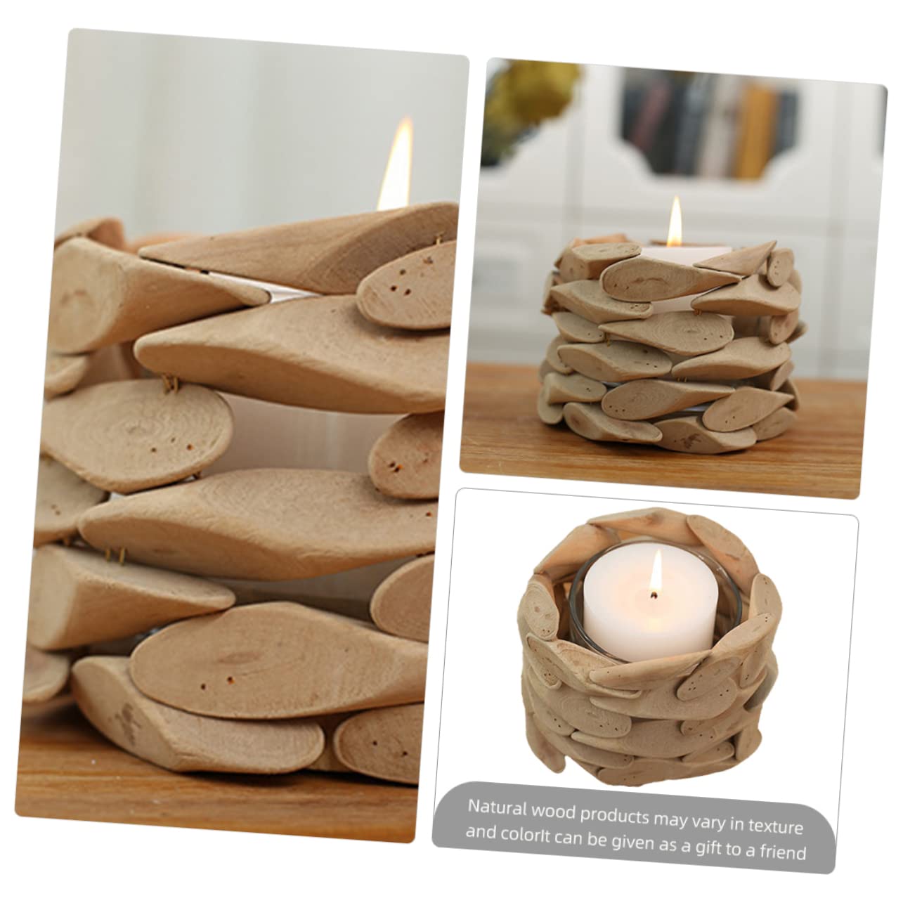 Kerzenhalter für Warme und Romantische Atmosphäre Handgefertigter Runder in Khaki als Hochzeitsdeko und Wohnaccessoire für Zuhause und Schlafzimmer
