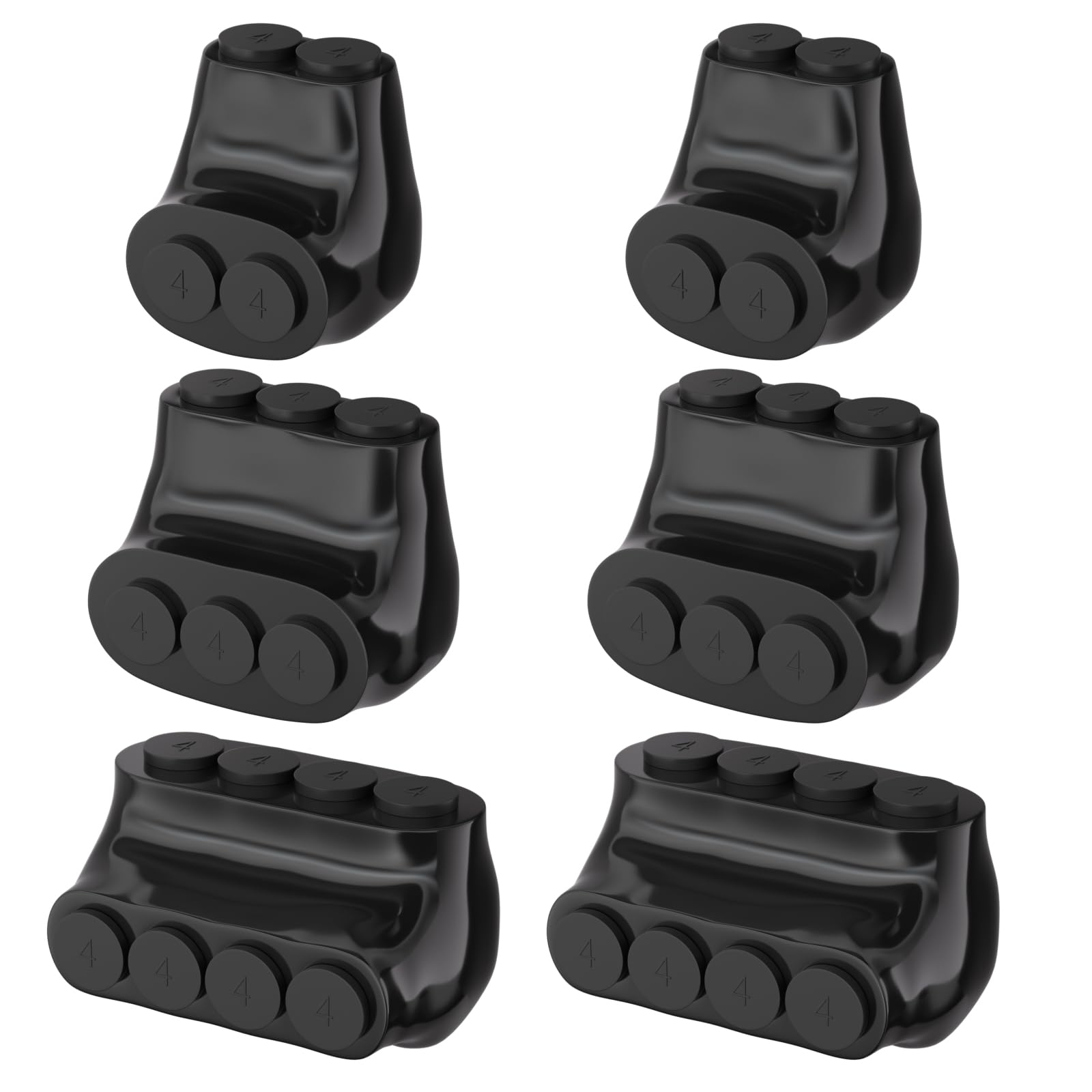 Lot de 6 connecteurs isolés à 2 ports, 3 ports, 4 ports 4-14 AWG, connecteur d'épissure électrique, revêtement en vinyle noir, double nominale pour fils de cuivre et d'aluminium