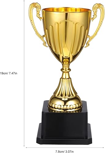 Miniatura 2 de BESPORTBLE Mini trofeo, pequeña copa dorada de trofeo con base cuadrada negra, trofeo ganador de trofeo de plástico para premios deportivos para