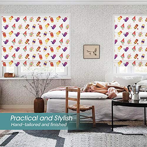 Roman Shades Window Shades, Ice Cream Light Filtering Custom Window Roman Blinds, 10% Linen Fabric Roman Shades For Windows, French Doors, Doors, Kitchen Windows, Kid's Room #TOP2