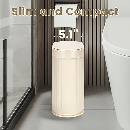 Miniatura 3 de ELPHECO Cubo de basura inteligente de plástico de 2 galones con sensor de movimiento, impermeable, cubo de basura estrecho con tapa automática