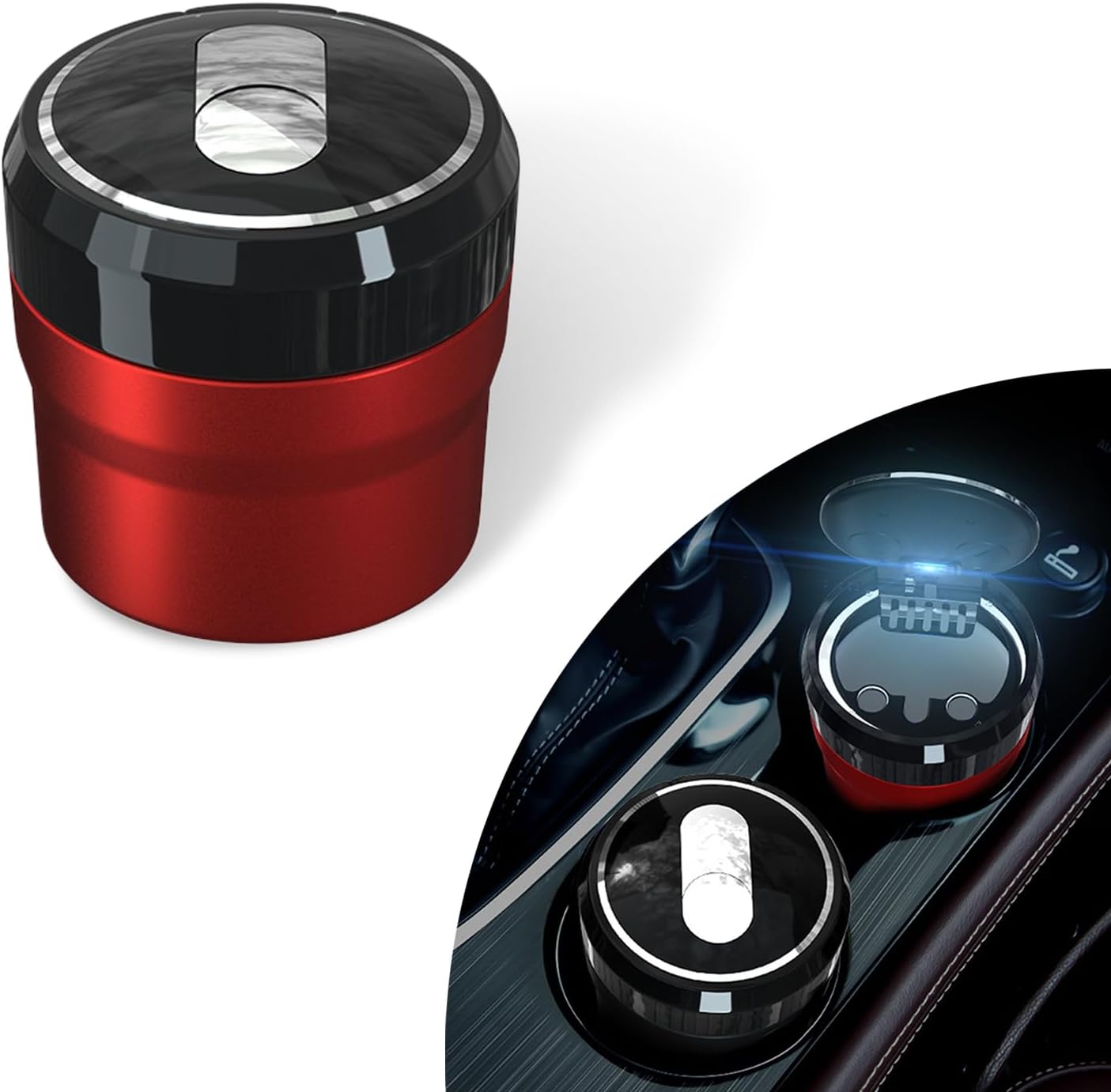 Dewkou Pack1 Car Ashtray with Lid, Mini Detachable Auto