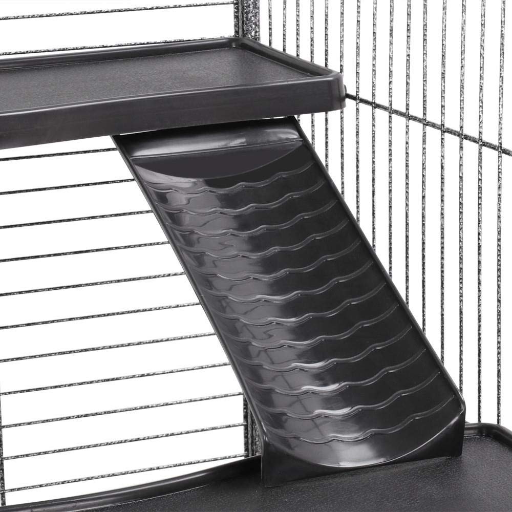 Yaheetech Jaula Hurones Grande con Pie 64x43x131cm Jaulas para Roedores Hamster Caseta para Conejos Enanos Negro
