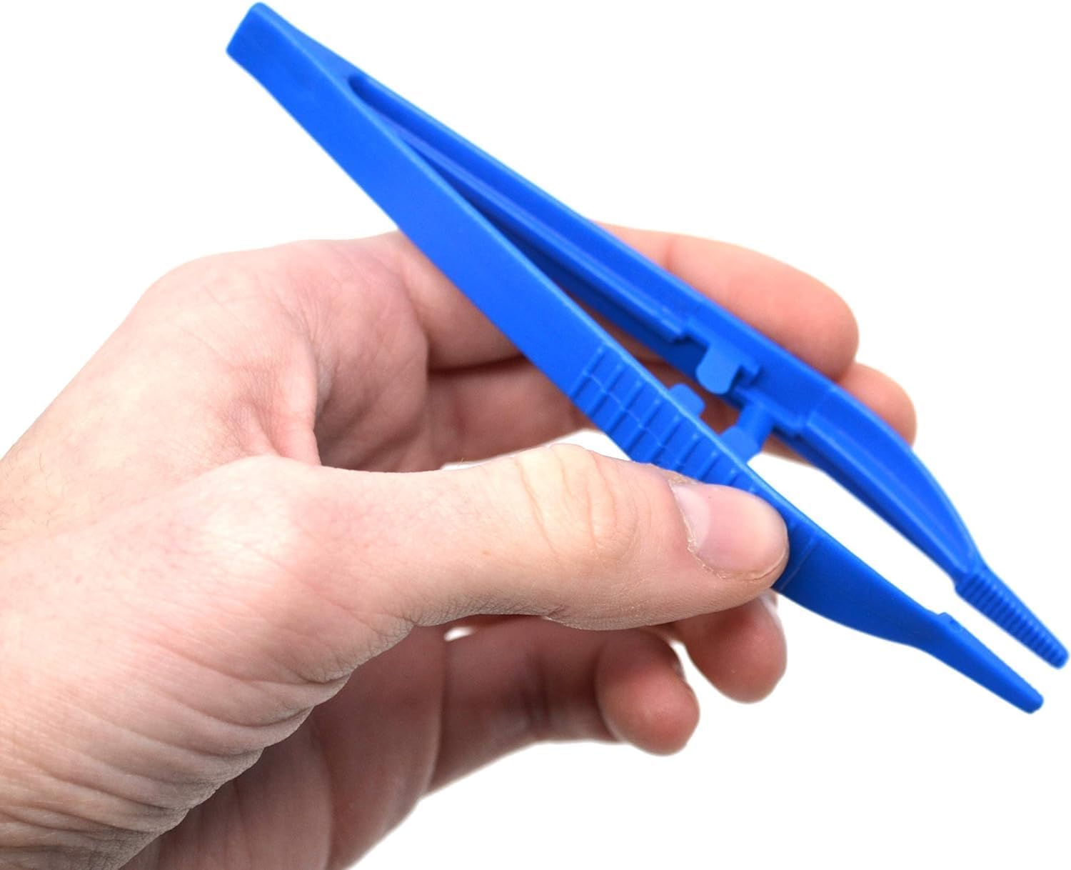 Eisco Labs - 5" Disposable Forceps - Precision Grip, Plastic Tweezers for Laboratory, Classroom, Educational, & home use, 12 Pack