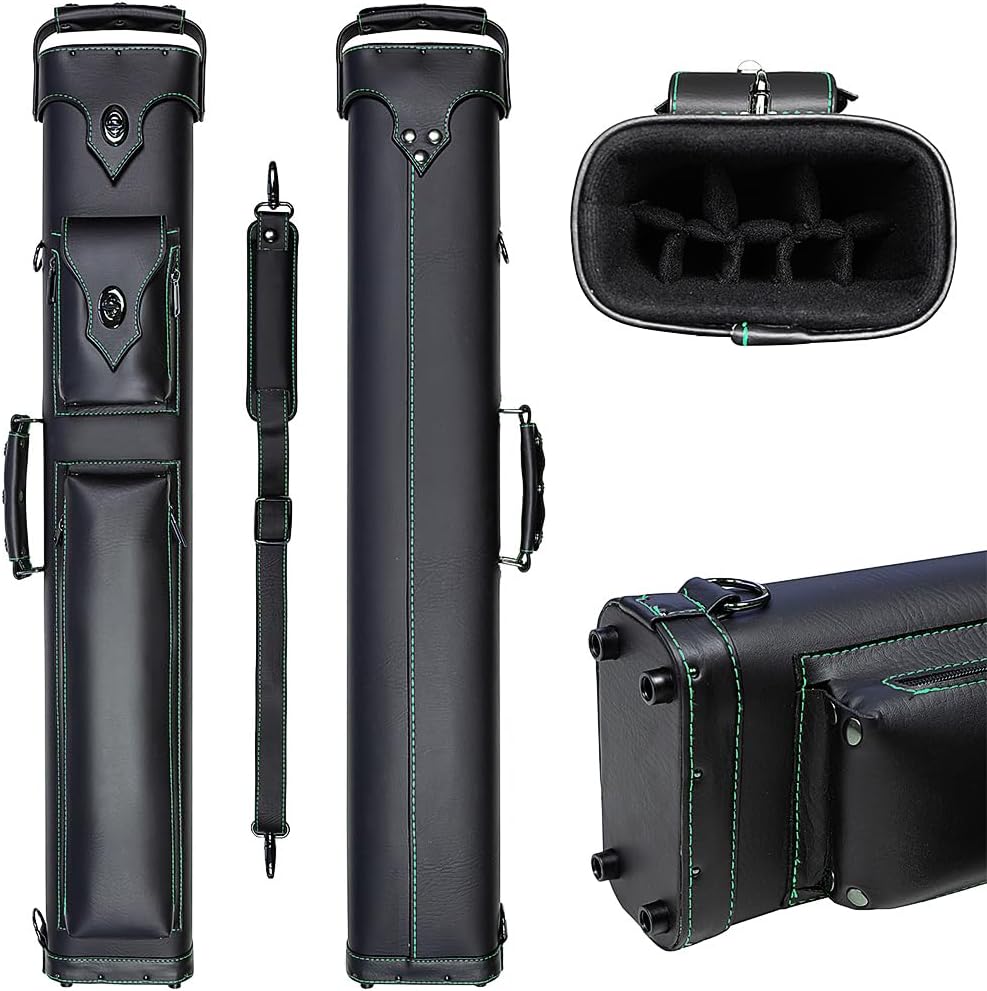 3X4 Pool Cue Case PU Leather–Durable Billiard Cue Case for 3 Butts&4 Shafts,Shockproof Protection,Stylish &Lightweight,Perfect for Pool Players&Professionals