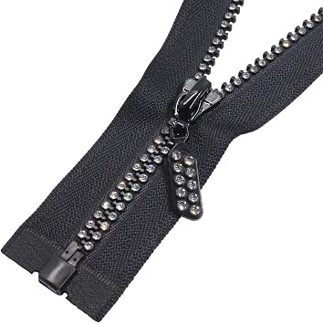 MebuZip #5 20 Inch Rhinestone Zipper Separating Diamond Zippers for Sewing