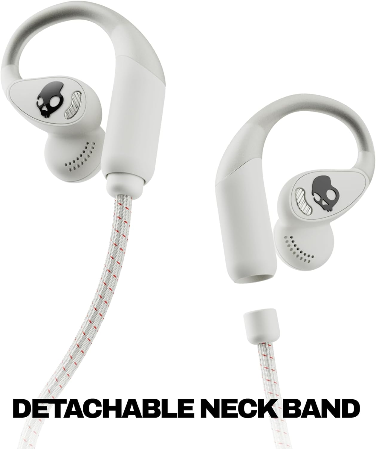 Skullcandy Push 540 Open Wireless Open-Ear Bluetooth Earbuds, Headphones, Sweat and Water Resistant, 42 Hours Battery, Detachable Neckband, Secure Fit, Microphone for iPhone Android - Bone