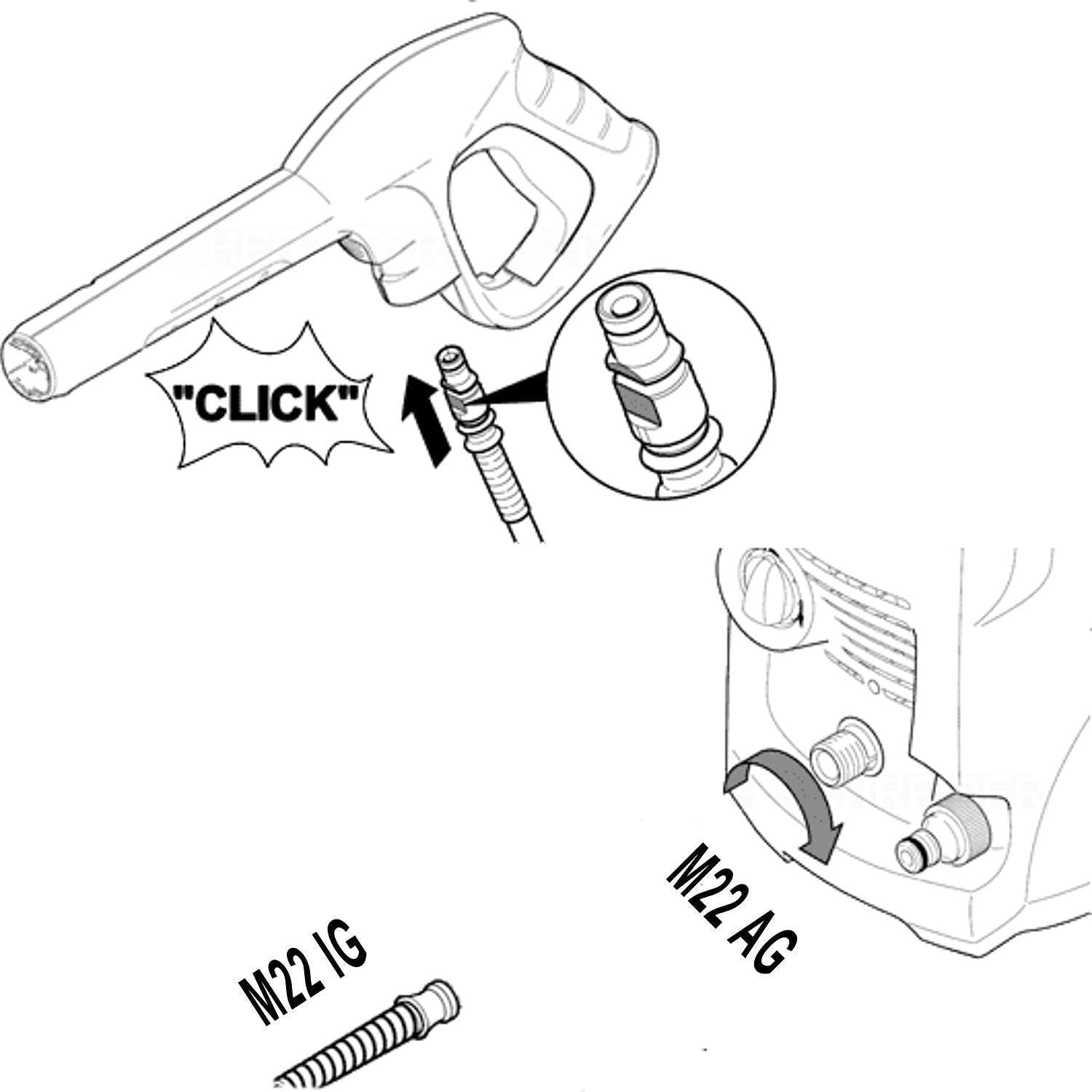 Tubo ad alta pressione Karcher K2 K7 Quick Click M22 IG 2.641-706.0/26417060 2641706/2641-7060, lunghezza a scelta (12 metri)