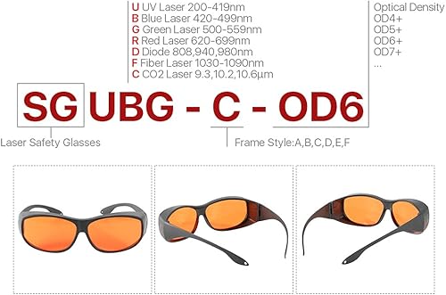 Miniatura 2 de Cloudray gafas de seguridad láser 355nm 532nm OD6+CE gafas protectoras para UV y verde láser máquina de grabado