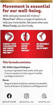 Move Free Ultra Triple Action Joint Support Supplement - Type II Collagen Boron & Hyaluronic Acid - Supports Joint Comfort, Cartiliage & Bones in 1 Tiny Pill Per Day, 30 Tablets (30 servings)*
