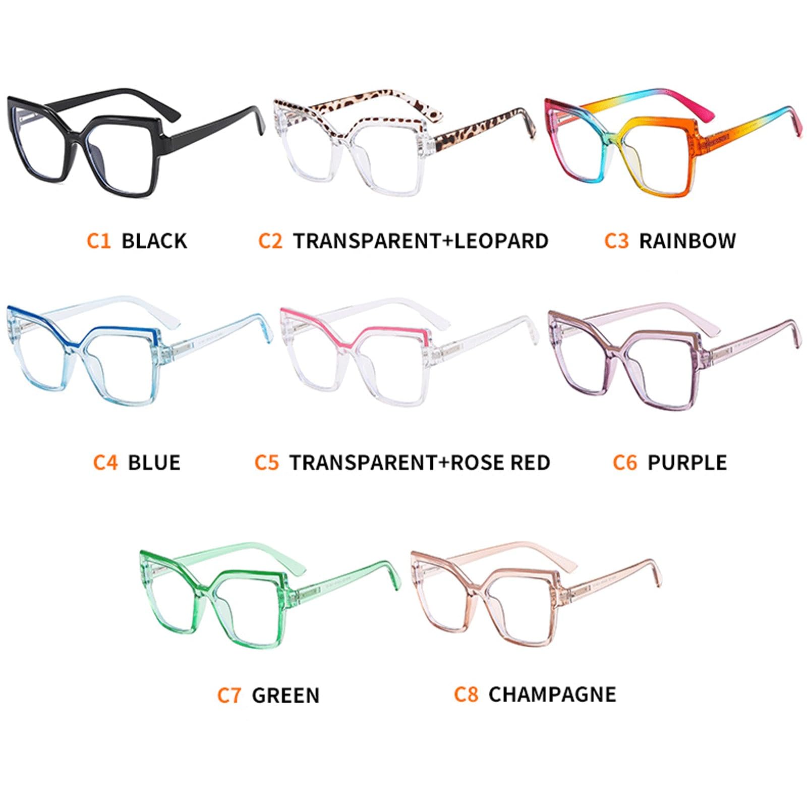 Monturas de Gafas Retro Anteojos Grandes sin Receta | Gafas con lentes de PC for computadora, gafas de lectura de borde completo, unisex(C1 Black)