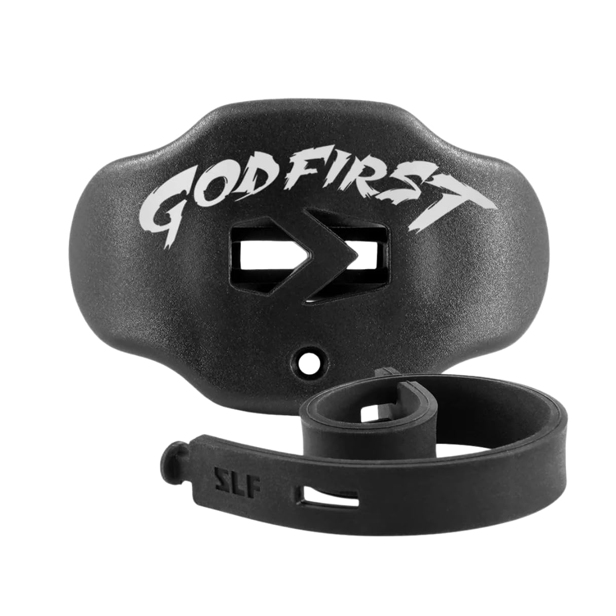 Football Mouth Guard - Youth Mouthguard with Strap - Lip/Teeth Protector Mouthpiece - No Boil - for Youth/Adults, Maximum Air Flow, for All Sports - God First in Black