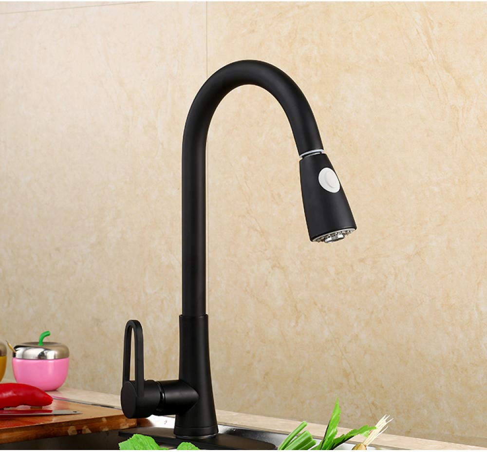 Robinet de cuisine extractible noir pour nettoyer les grands éviers