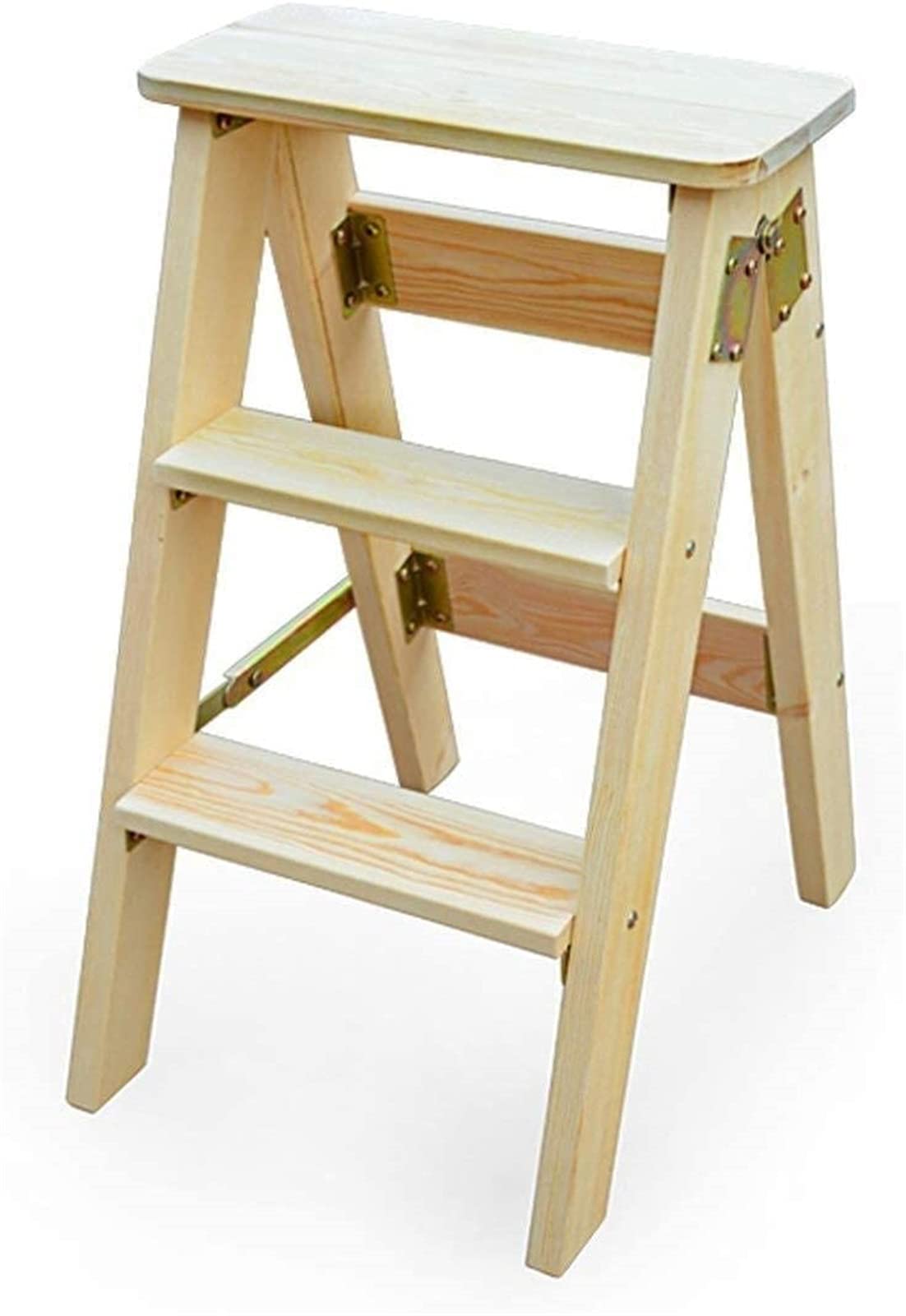 Taburete de escalera de roble de madera maciza portátil y plegable para escalada y pesca