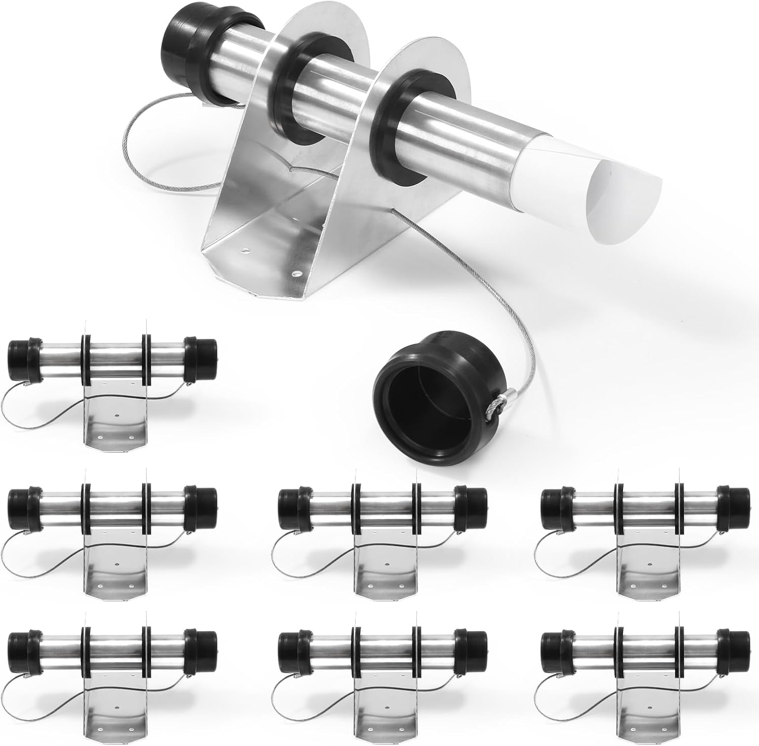 8PCS Trailer Document Holder Waterproof- Registration Card Case for Trucks, Trailers, Autos, and Tractors - Tube Style - 1-5/8" x 9" Aluminum