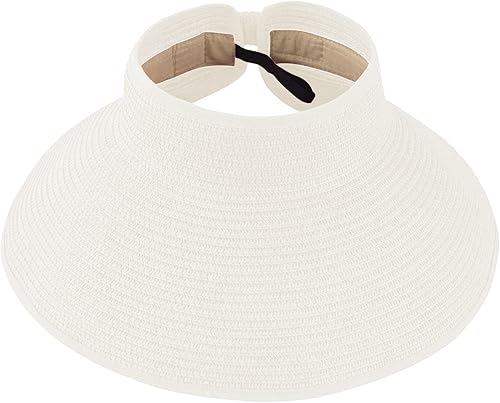 DOOVID Sombreros de paja de verano para mujer, sombrero de ala ancha, protección UV, visera plegable, sombrero de playa para mujer