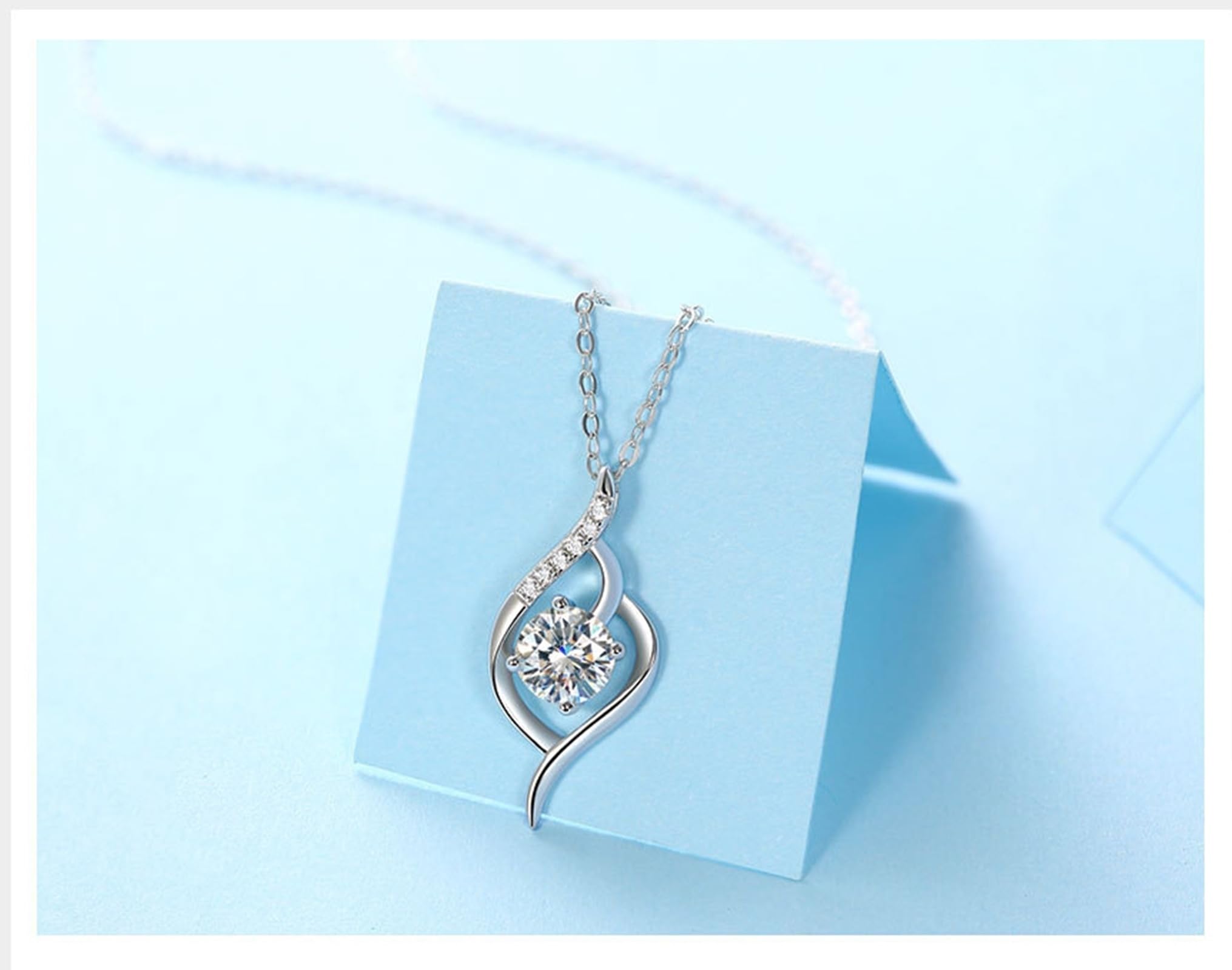 Collar de cadena ajustable para mujer, oro blanco/platino, oro blanco, cadena trenzada para el día de San Valentín, moissanita
