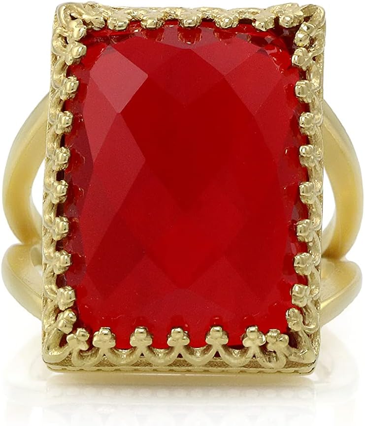 Fine Ruby Ring in Gold - Statement Rectangle Ring - Gemstone Rings, Bridal Rings, Vintage Rings, Rings for Women - Customizable Material and Ring Size - Handmade Jewelry