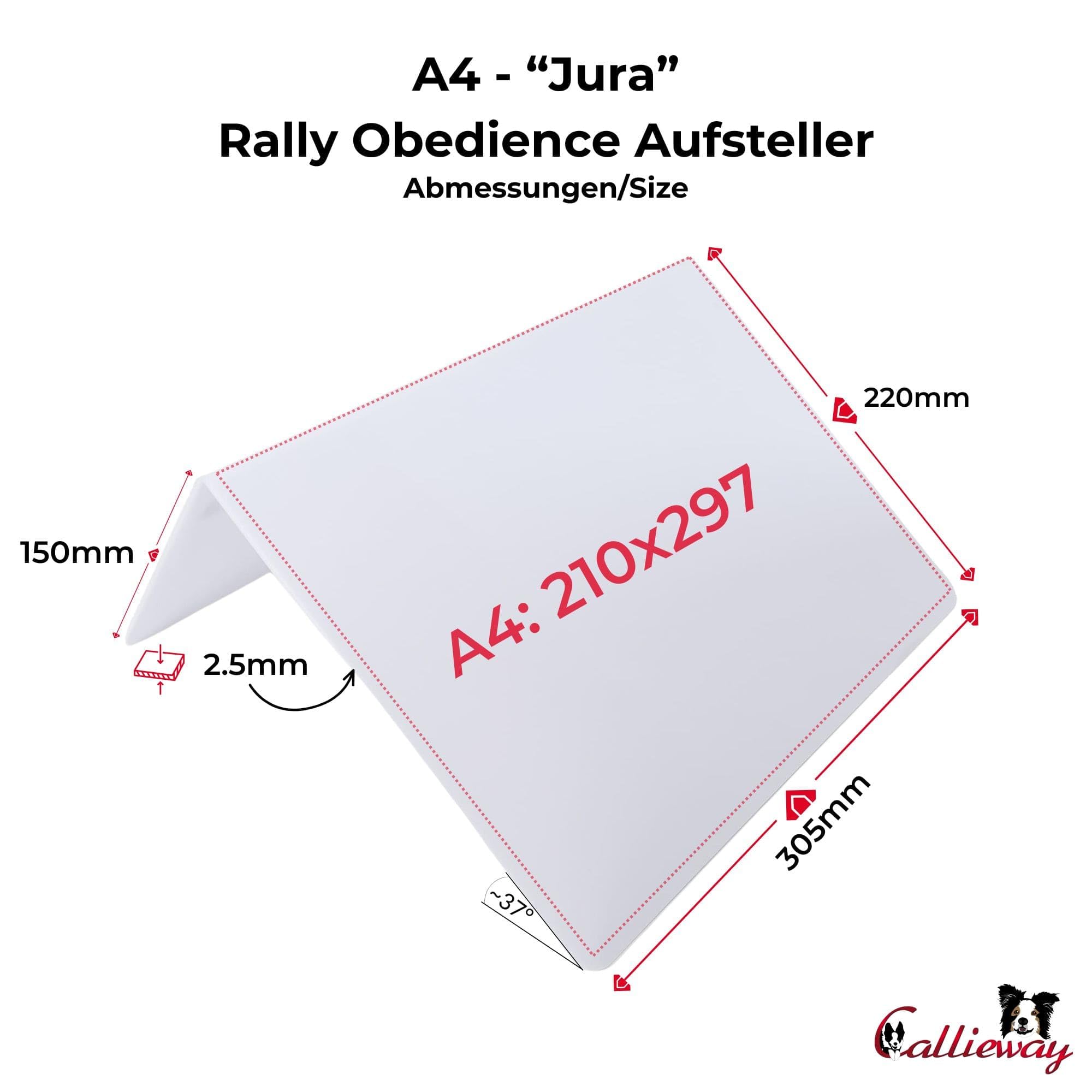 Stojak poziomy, format DIN A4, stojak na stół, stojak reklamowy, uchwyt na tabliczki Rally Obedience, odporny na warunki atmosferyczne (40 sztuk)