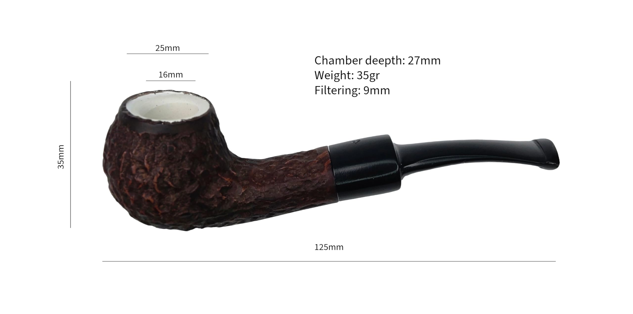 Bruyère Briar kleine Tabakpfeife mit Meerschaum Einsatz und Pfeifenbeutel Made in Italy