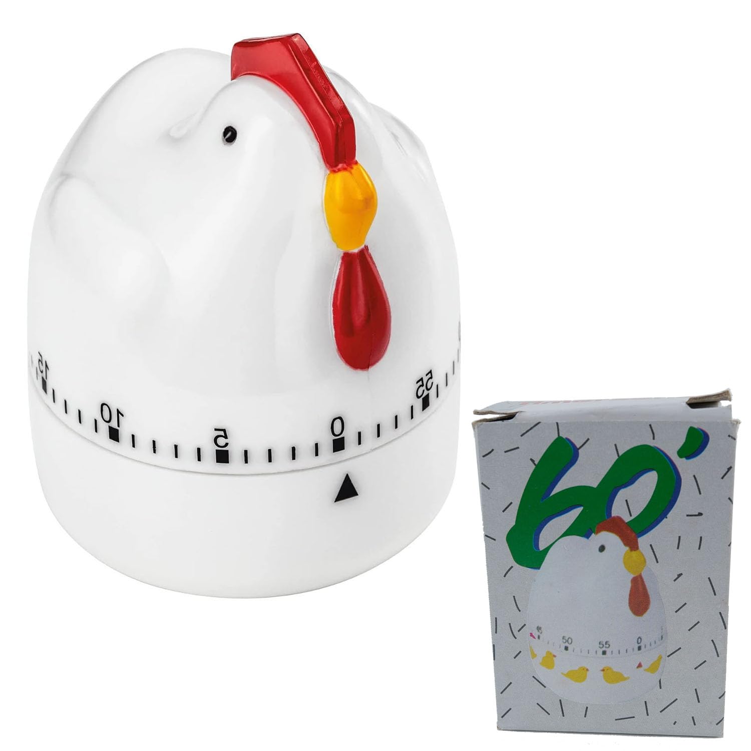 Voarge Kitchen Timer 60 Minute Wind Up Cooking Timer, Hen Shape Rotating Dial Loud Alarm for Cooking Baking and Desk Use