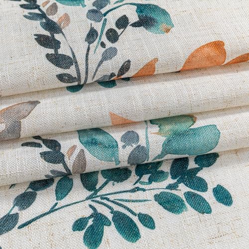Image of MYSKY HOME Linen Kitchen Tier Cafe Patterned Curtains 24 Inch Length 2 Panels Farmhouse Semi Sheer Privacy Small Window Treatments Rod Pocket for Bathroom Basement, Burnt Orange, 30 inch Each Panel