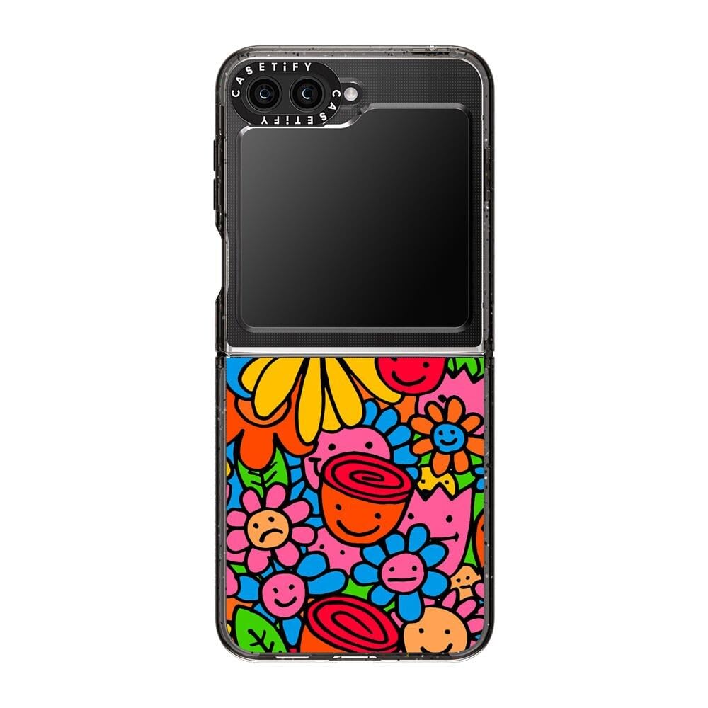 CASETiFY Impact Case for Galaxy Z Flip 5 - Flowers by Matthew Langille- Clear Black