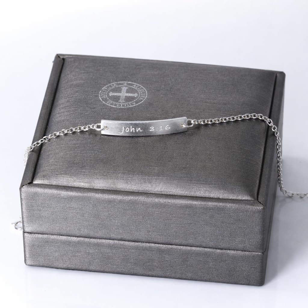 John 3 16 Bracelet for Women, 925 Sterling Silver Christian Faith Jewelry, Meaningful Gift for Her