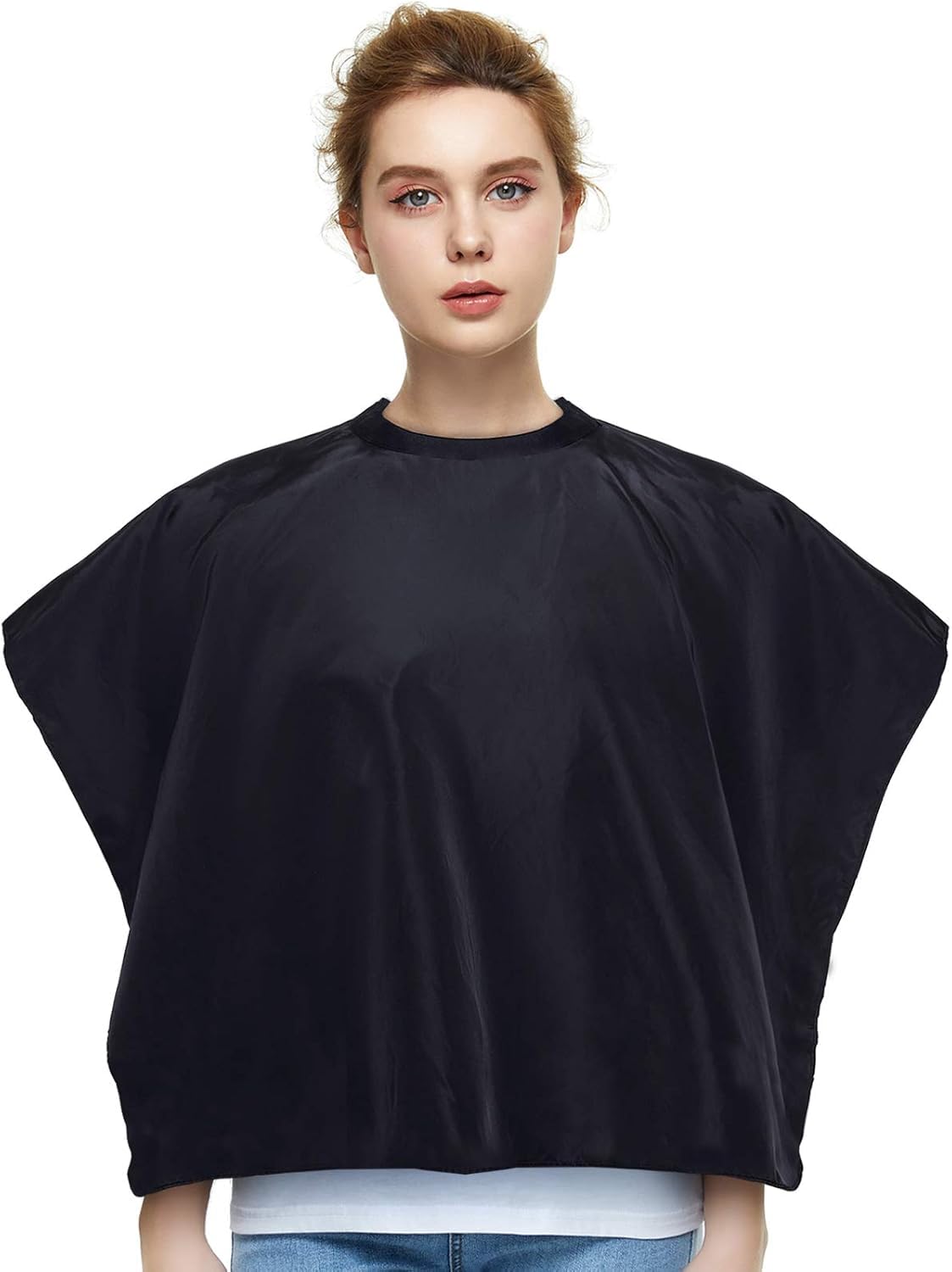 Hot Hairs Black Waterproof Salon Hair Cutting Barber Cape for Women Makeup Apron for Salon Home