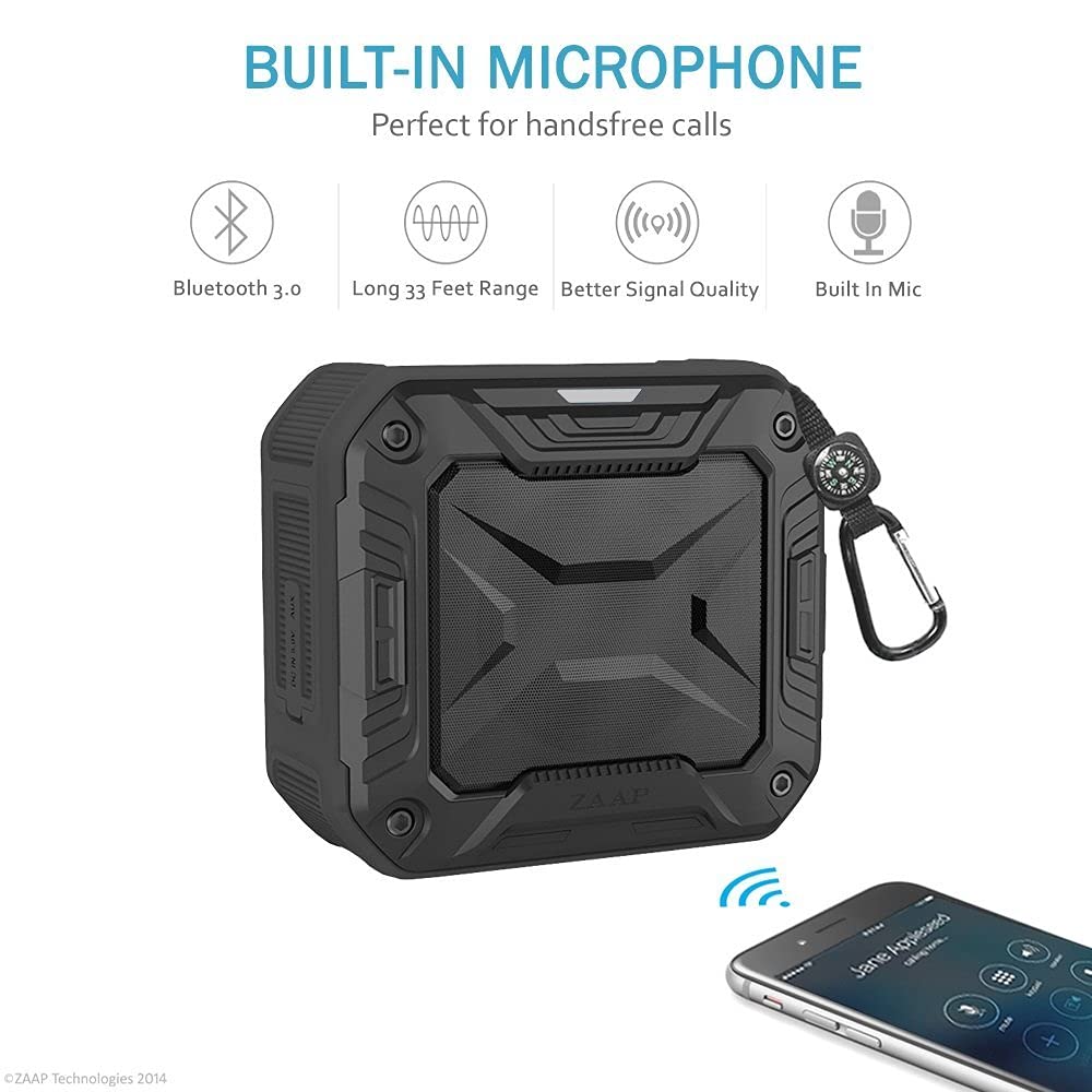 Zaap Aqua Boom Waterproof Shockproof Bluetooth Speaker With Built