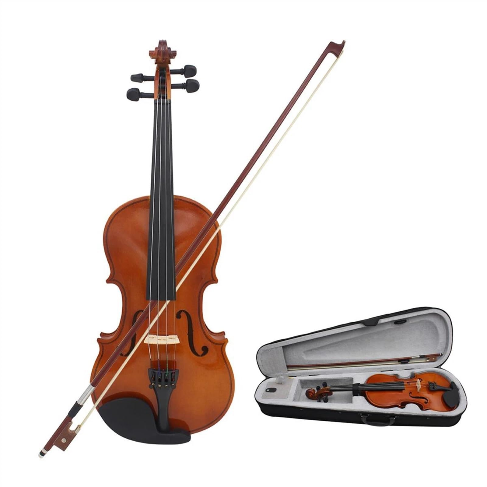 Geige 4/4 1/8 Akustische Violine Retro Stil Geige Mit Fall Bogen Musical Instrument Zubehör(Type E-4/4)