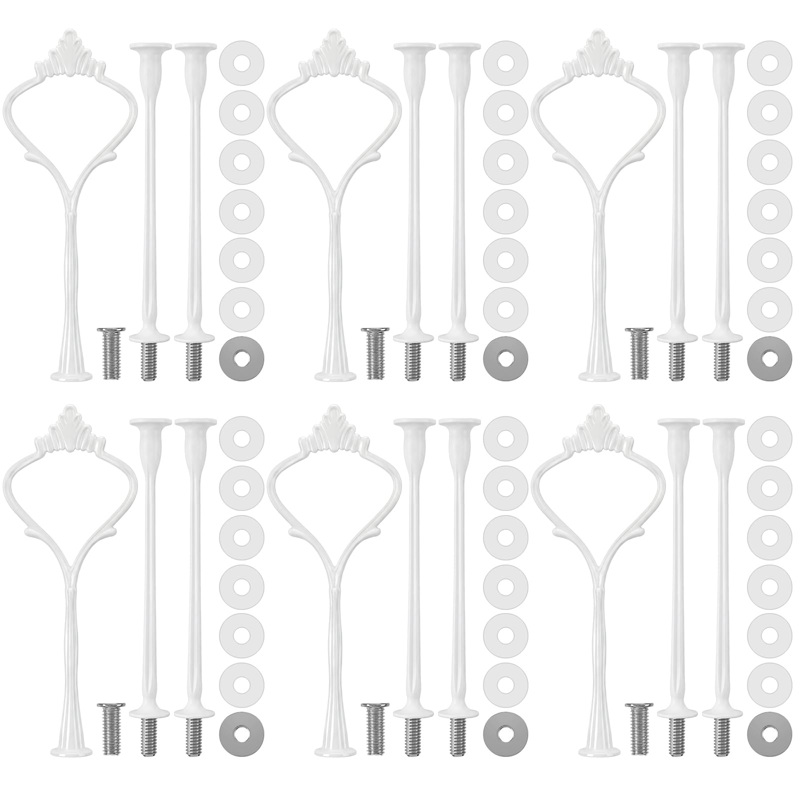 Patelai 6 Sets 3 Tiered Tray Hardware Kit,Simple,White