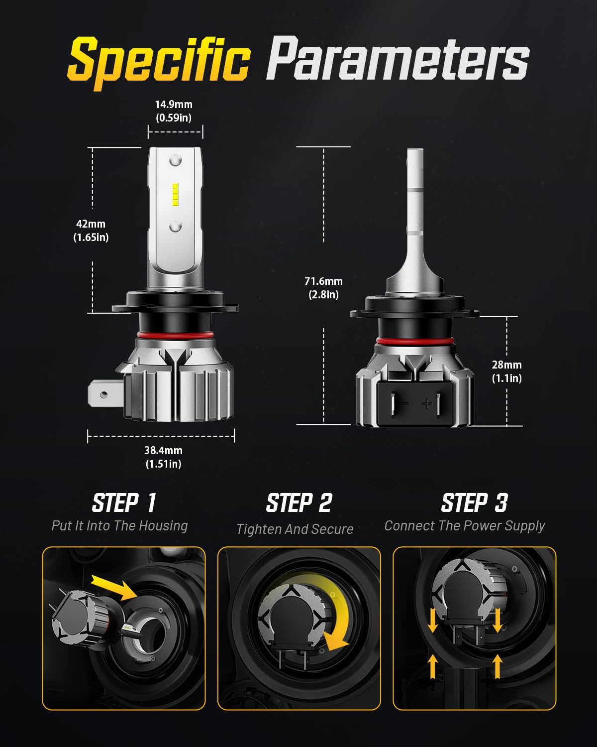 Ampoules H7 LED CYBERBEAM - 20000LM Blanc 6500K Pour Phare Voiture 12V
