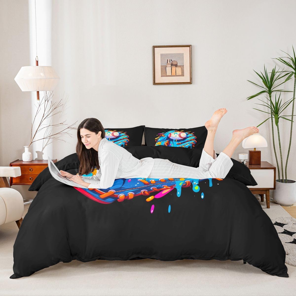 Full Size Baseball Duvet Cover Boys Girls Baseball Ice Cream Bedding Set For Kids Women Men Ultra Sports Theme Comforter Cover Teal Blue White Room Decor Bedclothes Breathable Microfiber Zipper