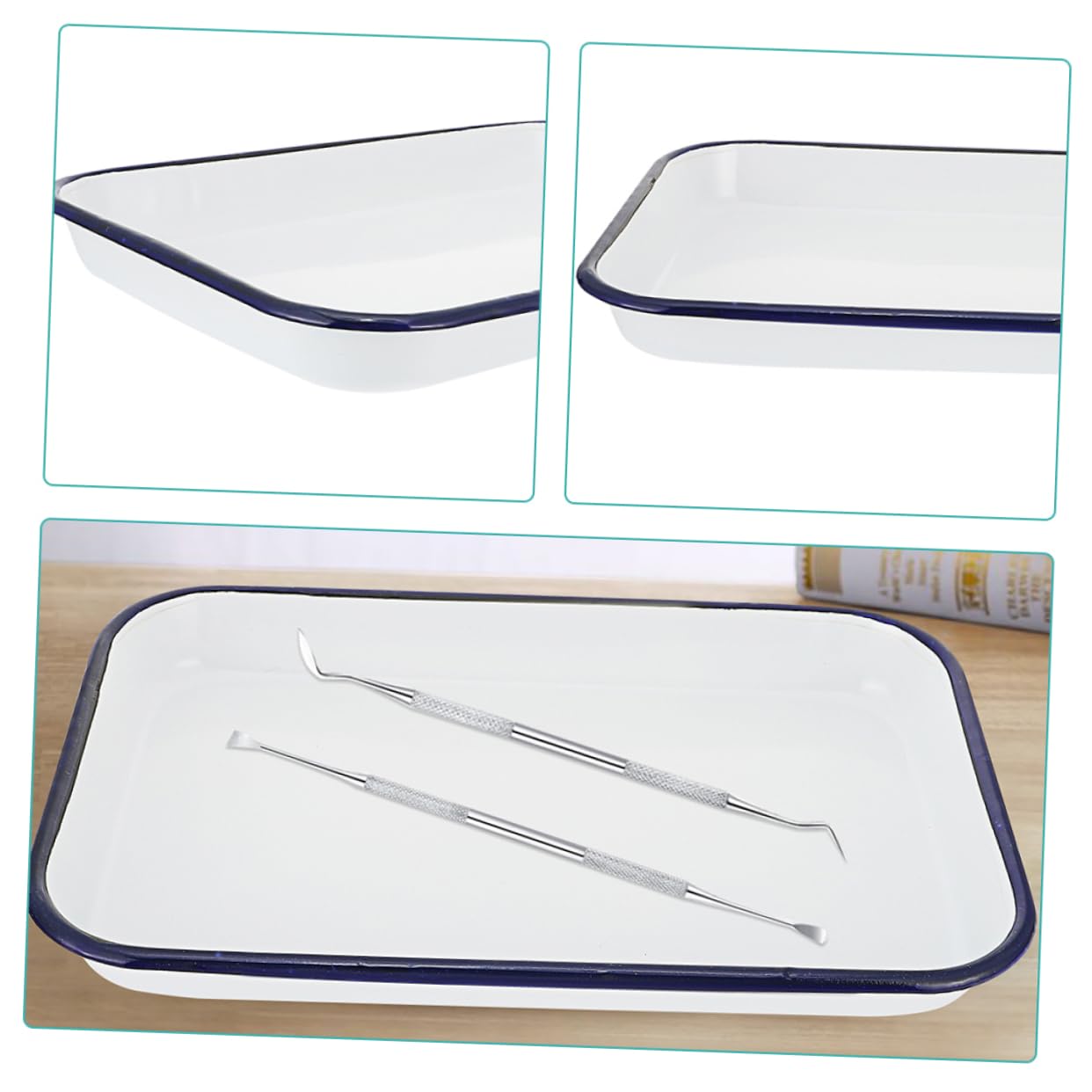 SOLUSTRE Vassoio Smalto Per Laboratorio Piatto Sterilizzato Versatile Per Casa Cliniche e Scuole Per Arte e Organizzazione Spazio Lavoro