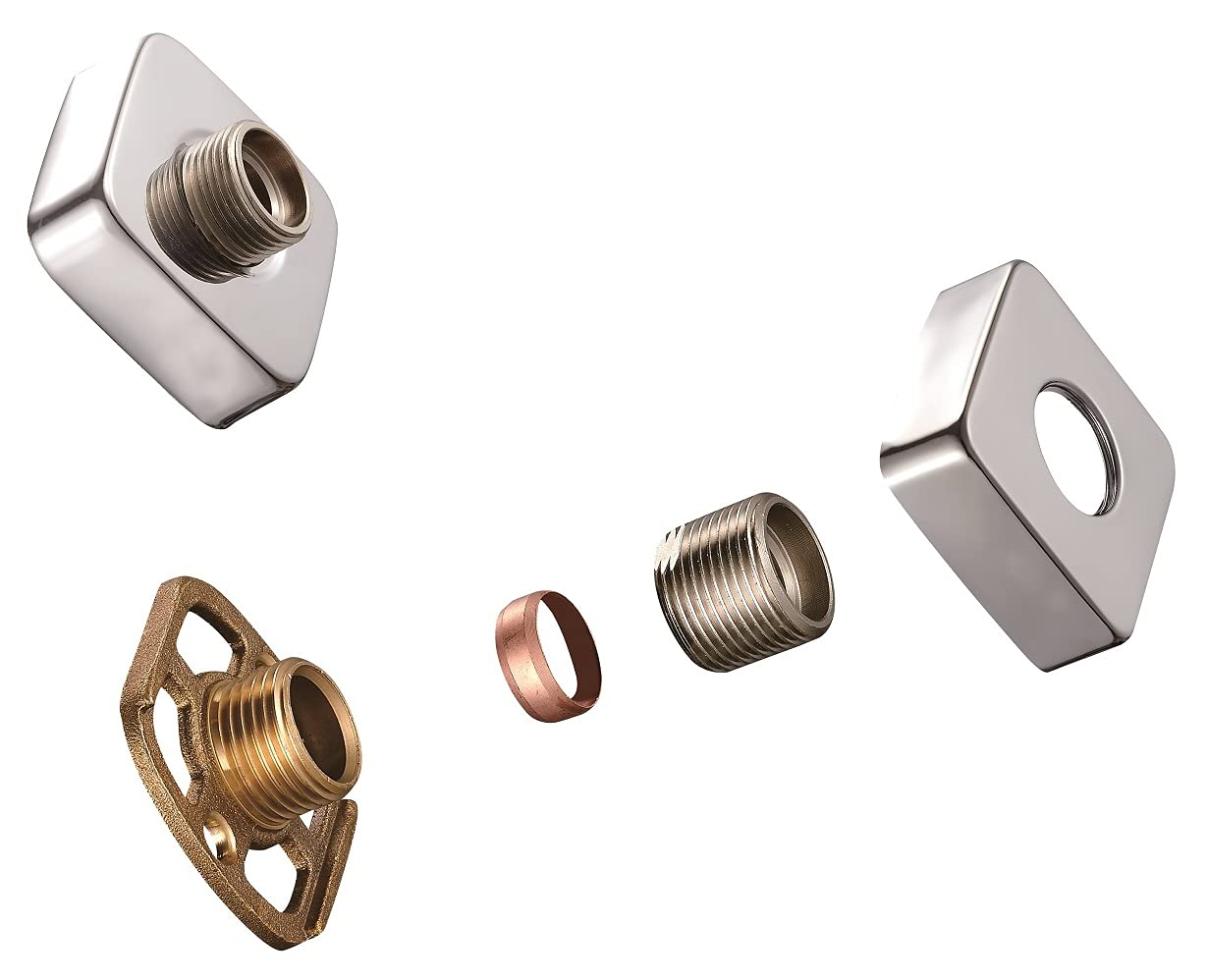 Kingbath Bar Valve Fixing Kits Brackets With Square Ss Chrome Cover Shrouds Escutcheons 3/4Â Inch Connections Bsp 15Mm Wall Mounted Fast Fix Kit 9362352846868