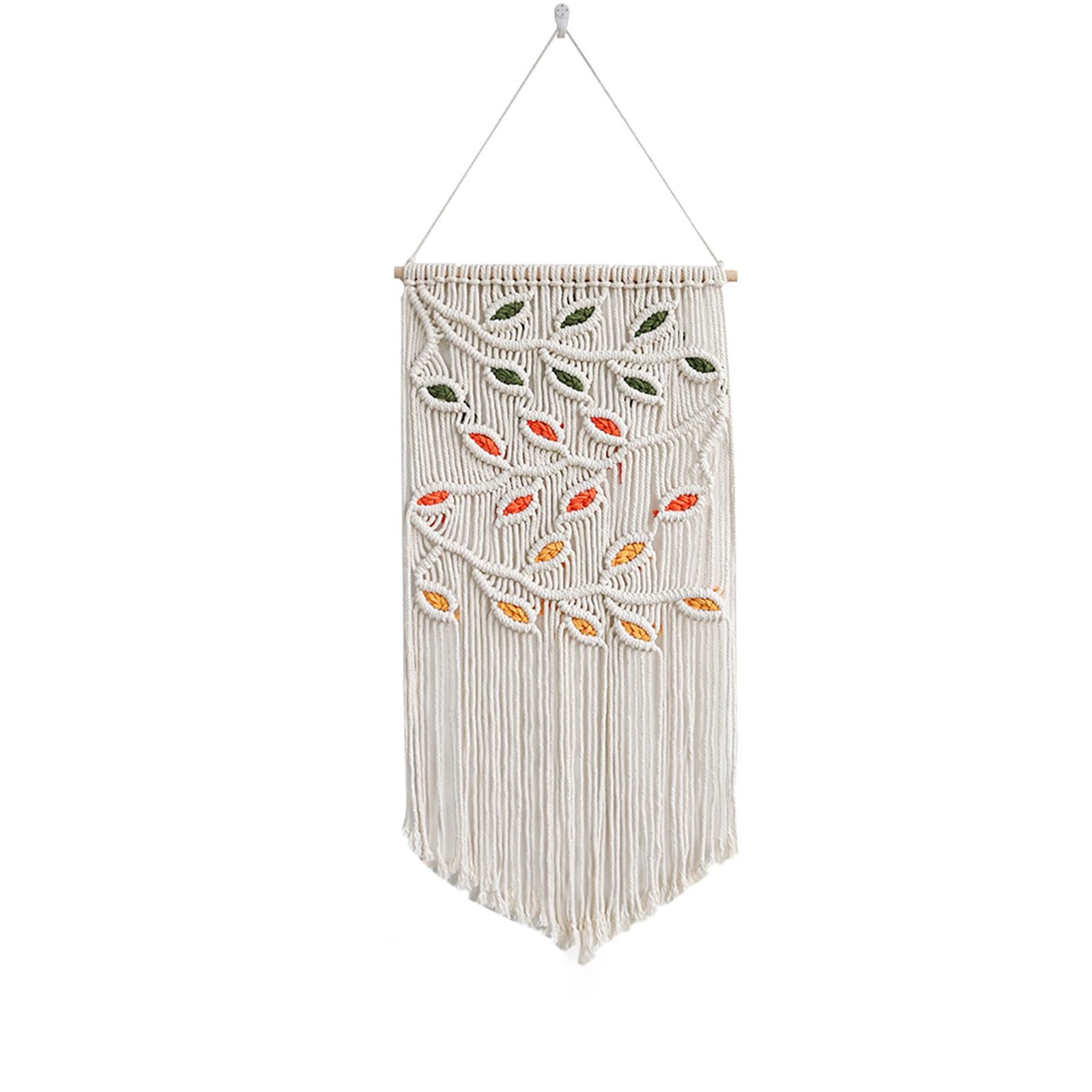 TaLcuS Handmade Woven Leaf Tapestry, Bohemian Tassel-Style Wall Art – Chic Macrame Decoration for Room, Living Room, Bedroom, Office(A1)