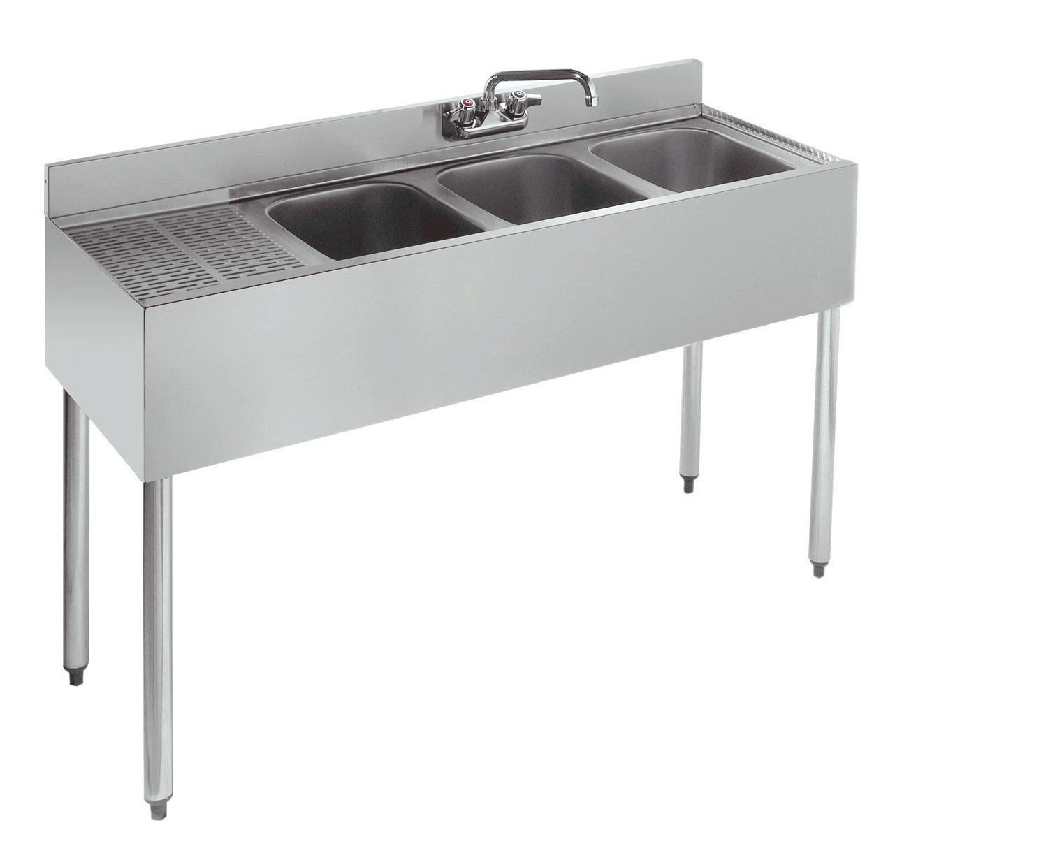 Silver Series Three Compartment Sink with Left Drainboard by Krowne – Stainless Steel, Model 18-43R