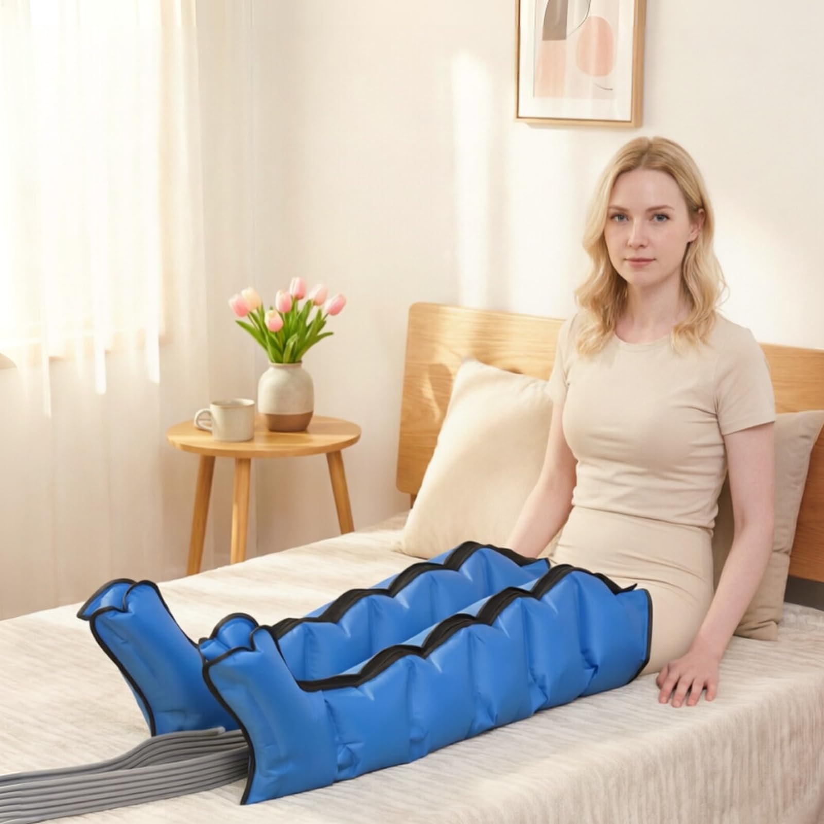 Pressoterapia Linfodrenaggio Professionale, Pressoterapia Gambe per Casa con 6 Programmi, 4 Camere Massaggio Linfodrenante, Telecomando – Sollievo Gambe Stanche e Migliore Circolazione