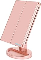 Vista 5 de Trifold Makeup Mirror Vanity Mirror with Lights,1X 2X 3X Magnification,Touch Control,Adjustable Rotation,Dual Power Supply,Portable Travel Cosmetic